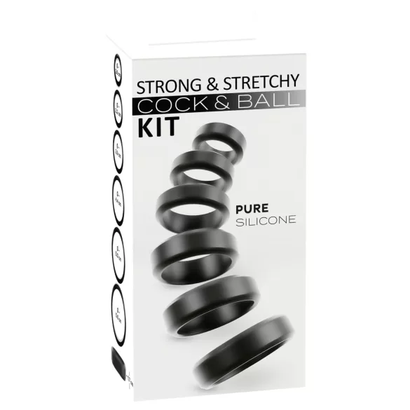 You2Toys - penis- ja kivessrinkisetti (musta) - 6 kpl