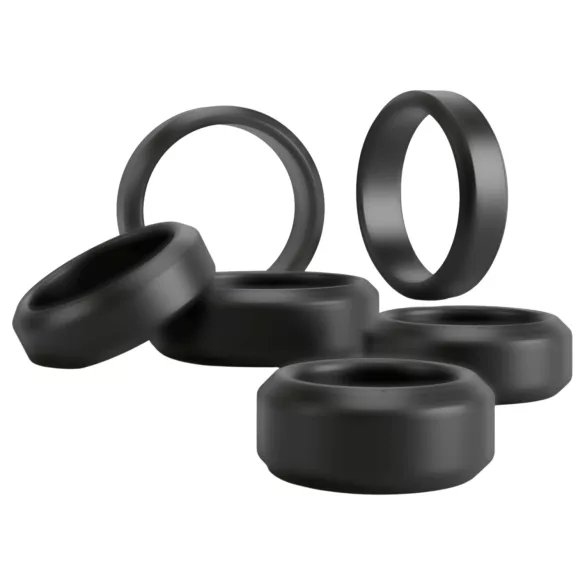 You2Toys - penis- ja kivessrinkisetti (musta) - 6 kpl