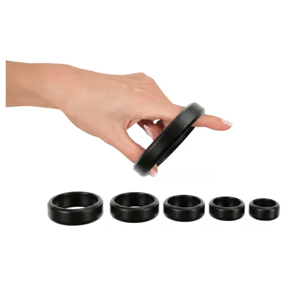 You2Toys - penis- ja kivessrinkisetti (musta) - 6 kpl
