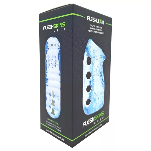 Fleshlight Fleshskins Grip Blue Ice - molemmista päistä avoin masturbaattori (sininen)