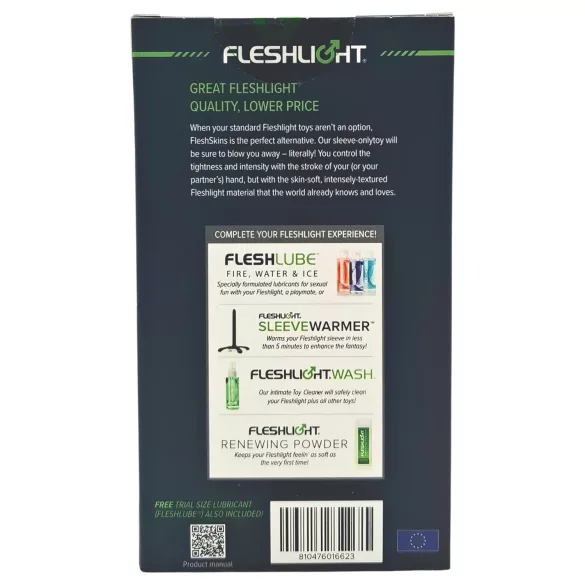 Fleshlight Fleshskins Grip Blue Ice - molemmista päistä avoin masturbaattori (sininen)