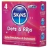 Skins - kondomi - juomutettu ja nystyröity - 4 kpl