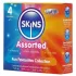Skins - sekoitus kondomeja - nystyröity, luonnollinen, erityisen ohut (4 kpl)
