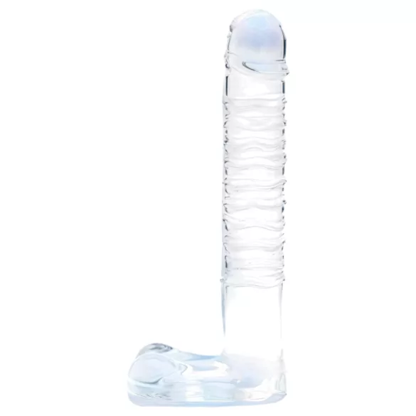 Clarity - kivipallollinen lasidildo - kirkas