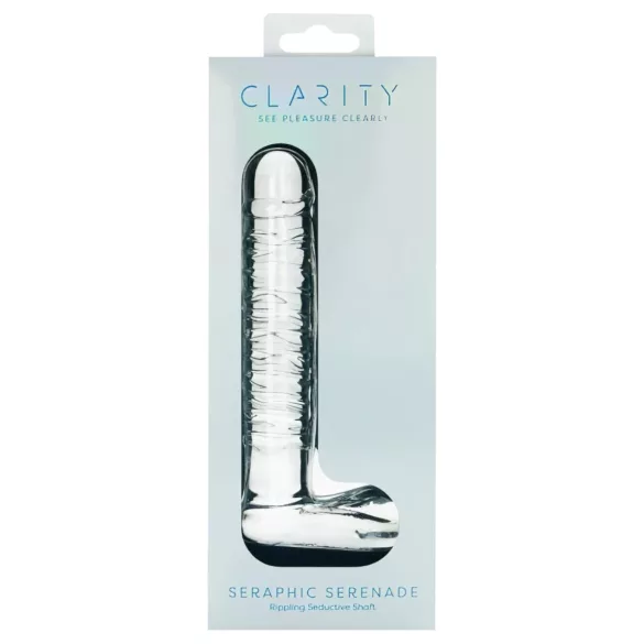 Clarity - kivipallollinen lasidildo - kirkas