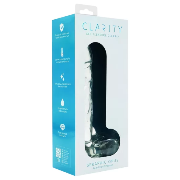 Clarity Seraphic Opus - lasinen G-piste-dildo (läpinäkyvä)