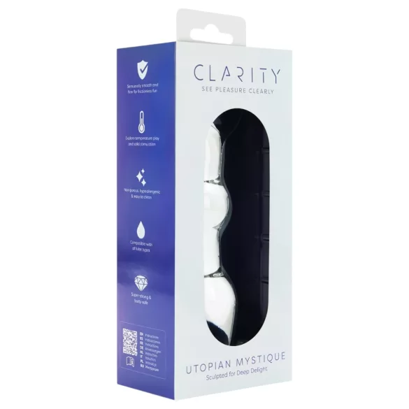 Clarity Utopian Mystique - uurrettu lasinen anaalidildo (läpinäkyvä)
