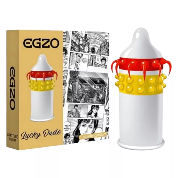 Egzo Lucky Dude - kondomi - nystyrät ja antennit - lateksi - 1 kpl
