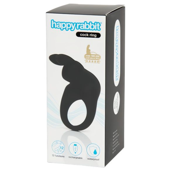 Happyrabbit Cock - ladattava vibraatiopenisrengas (musta)