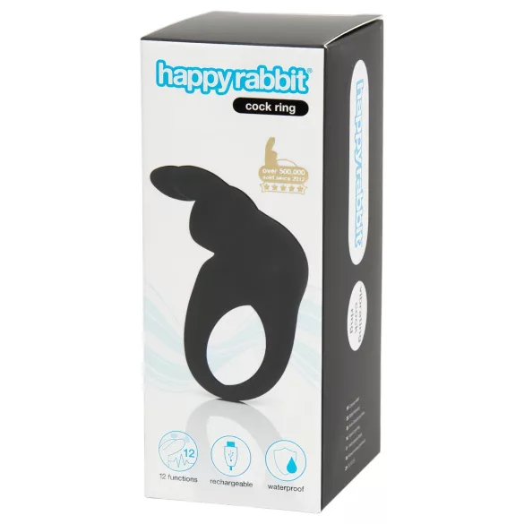 Happyrabbit - vibraatiopenisrenkaalla - ladattava - musta