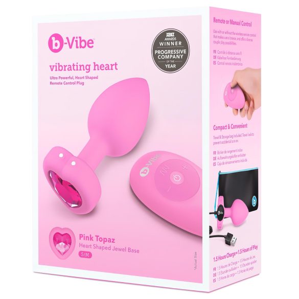 b-vibe sydän - ladattava, kaukosäädin anaalivibraattori (pinkki)