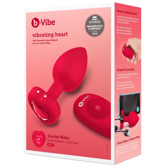 b-vibe sydän - ladattava anaalivibraattori (punainen)