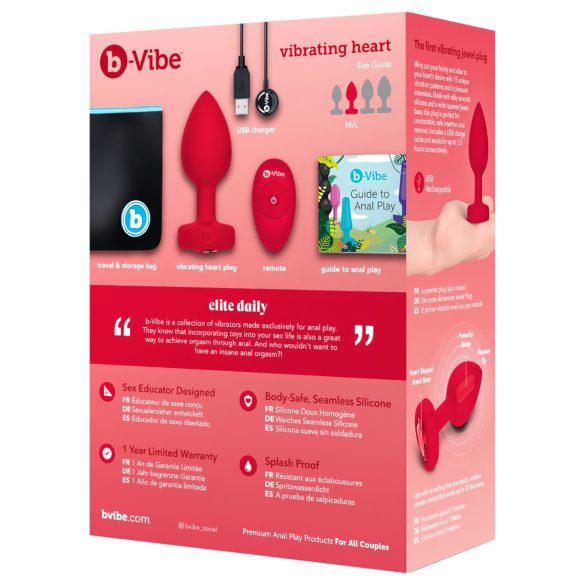 b-vibe heart - ladattava anaalivibraattori (punainen)