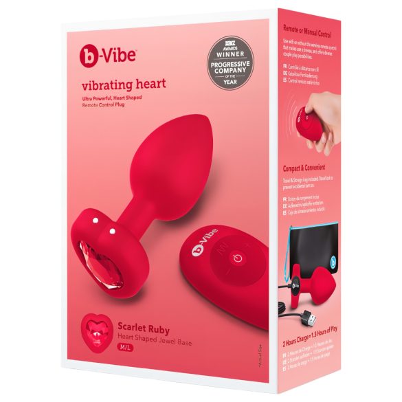 b-vibe heart - ladattava anaalivibraattori (punainen)