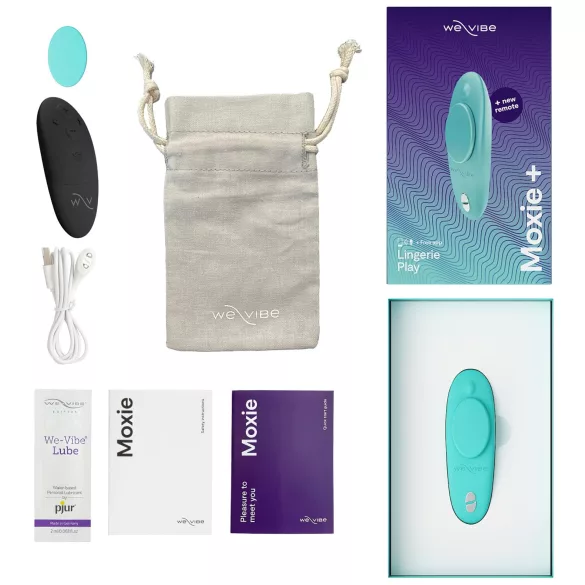 We-Vibe Moxie+ - puettavissa oleva sovellus- ja kaukosäädettävä klitoriskiihotin (turkoosi)