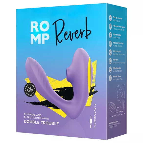 ROMP Reverb - ilmalla värähtelevä 2-in-1 G-pistevibraattori (violetti)