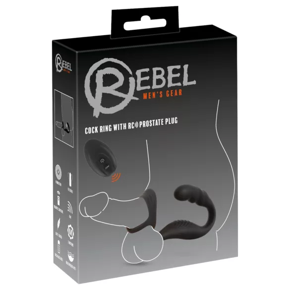 Rebel - prostate vibraattori penis- ja kivestenrengas - musta