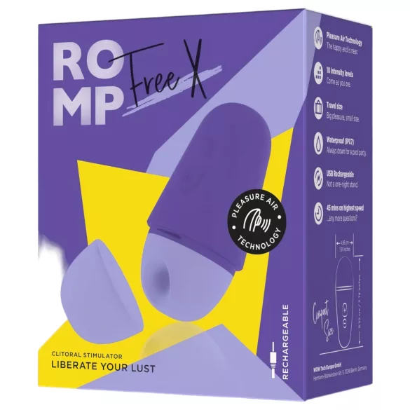 ROMP Free X - ladattava klitoriskiihotin - ilmapulssi - violetti