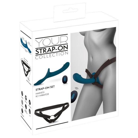 You2Toys - strap-on vibraattorisetti - musta/sininen