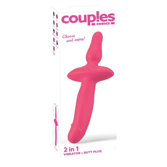 Couples Choice - 2-in-1 vibraattori ja anustappi - pinkki