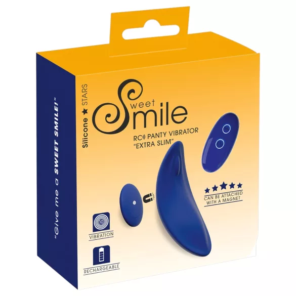 Smile - puettava ultrakapea, kaukosäätimellä varustettu pikkuhousuvibraattori (sininen)
