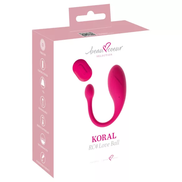 Beau Coeur Koral - värisevä muna kaukosäätimellä (pinkki)