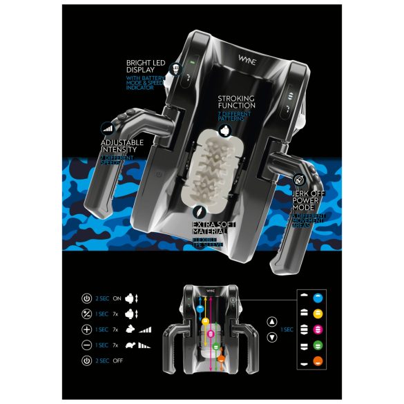 WYNE 10 - automaattinen masturbaattori kahvalla - musta