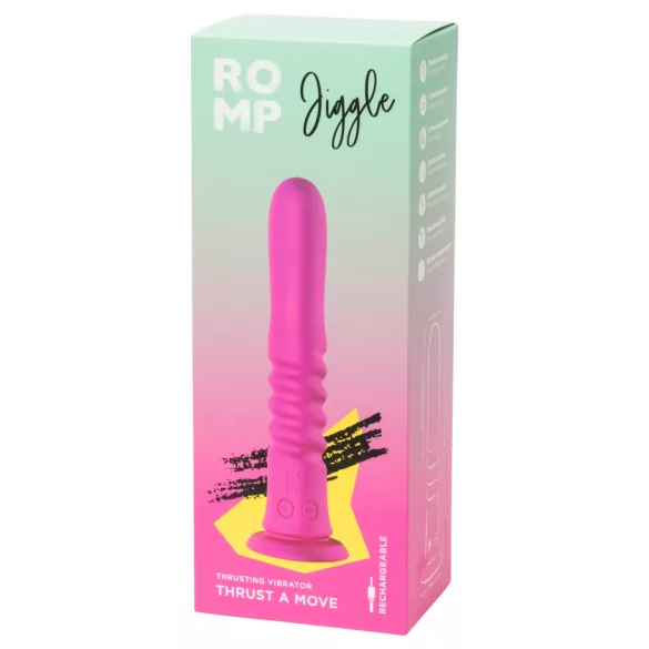 ROMP Jiggle - työntövibraattori imukupilla (vaaleanpunainen)