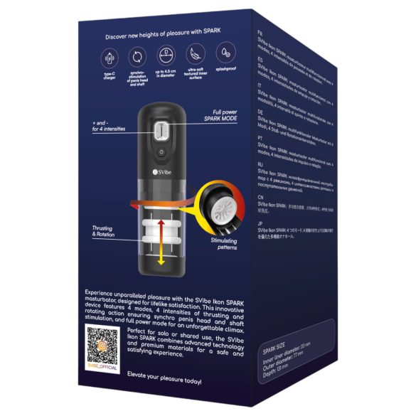 Snail Vibe Ikon Spark - automaattinen masturbointilaite miehille - musta