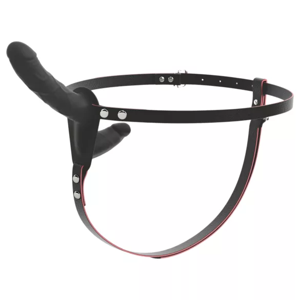 You2Toys - kauko-ohjattava kaksinkertainen strap-on-vibraattori (musta)