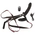 You2Toys - kauko-ohjattava kaksinkertainen strap-on-vibraattori (musta)