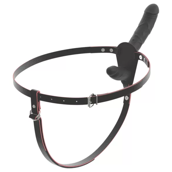 You2Toys - kauko-ohjattava kaksinkertainen strap-on-vibraattori (musta)