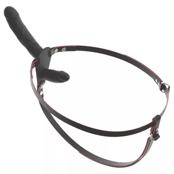 You2Toys - kauko-ohjattava kaksinkertainen strap-on-vibraattori (musta)
