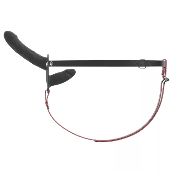 You2Toys - kauko-ohjattava kaksinkertainen strap-on-vibraattori (musta)