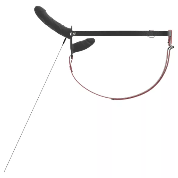 You2Toys - kauko-ohjattava kaksinkertainen strap-on-vibraattori (musta)