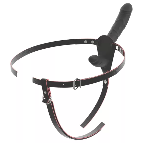 You2Toys - kauko-ohjattava kaksinkertainen strap-on-vibraattori (musta)