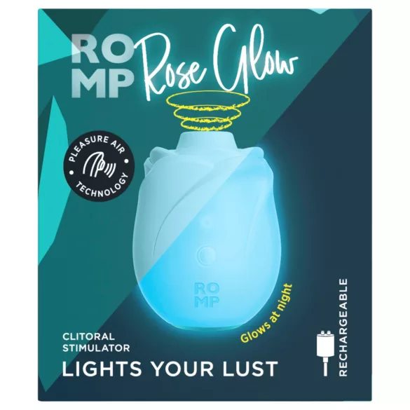 ROMP Rose Glow - ilmankuplalla toimiva klitoriskiihotin (sininen)