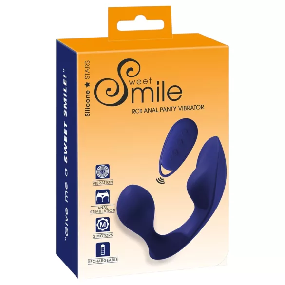 SMILE - kauko-ohjattava anaali- ja pikkuhousuvibraattori - sininen