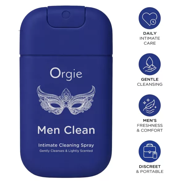 Orgie Men Clean - intiimialueiden puhdistus- ja raikastussuihke miehille (30 ml)