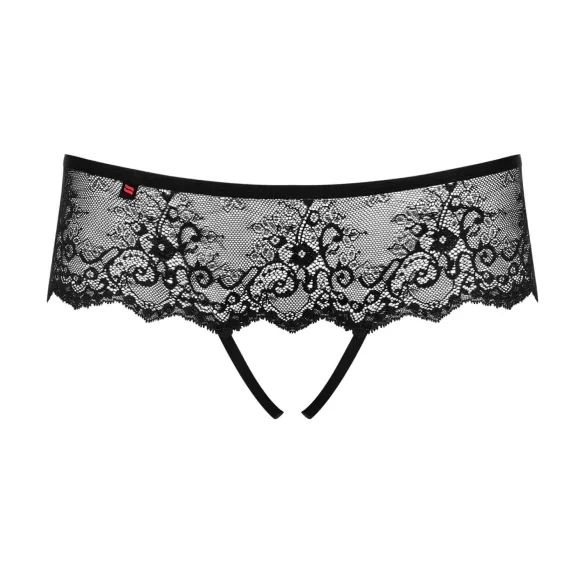 Obsessive Merossa - avoin stringit strassikoristeilla - musta - L/XL