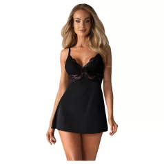 Obsessive - pitsibabydoll ja stringit (musta) - L/XL
