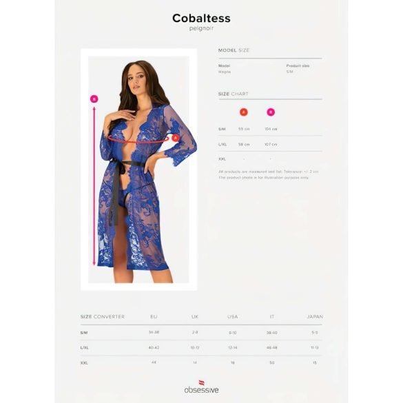 Obsessive Cobaltess - pitsinen aamutakki (sininen) - L/XL