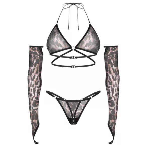 Obsessive Addia - leopardikuvioinen verkkosetti - L/XL