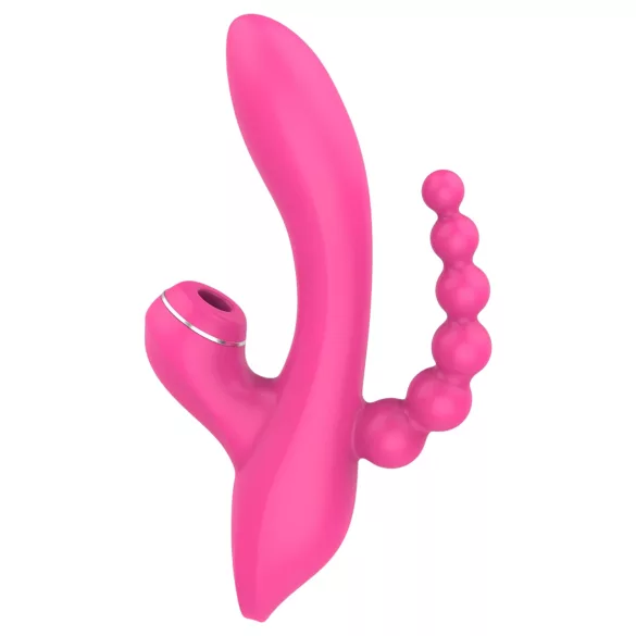 Erospace Sweet Play - G-pistevibraattori anaalisondilla ja imulla (vaaleanpunainen)