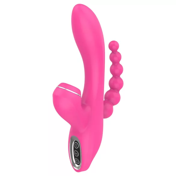 Erospace Sweet Play - G-pistevibraattori anaalisondilla ja imulla (vaaleanpunainen)