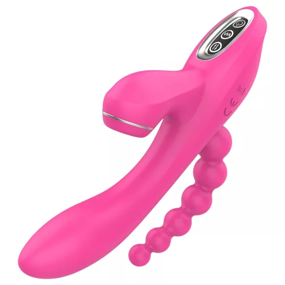 Erospace Sweet Play - G-pistevibraattori anaalisondilla ja imulla (vaaleanpunainen)