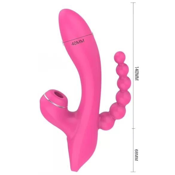 Erospace Sweet Play - G-pistevibraattori anaalisondilla ja imulla (vaaleanpunainen)