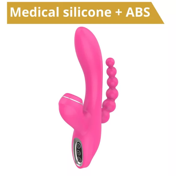 Erospace Sweet Play - G-pistevibraattori anaalisondilla ja imulla (vaaleanpunainen)
