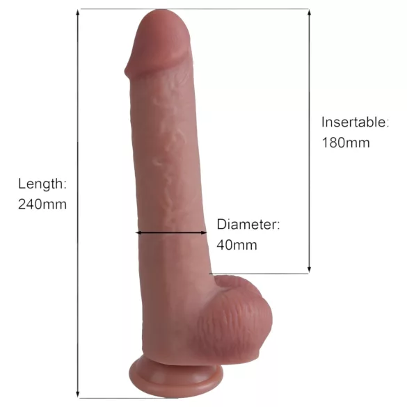 Erospace Natural Play - silikoni dildo 24 cm (ihonvärinen)