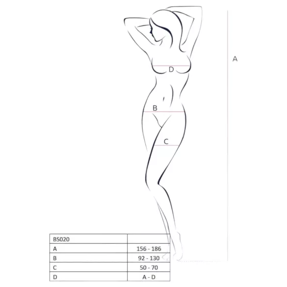 Passion BS020 - avoin pitsibody koristeilla - musta - S-L